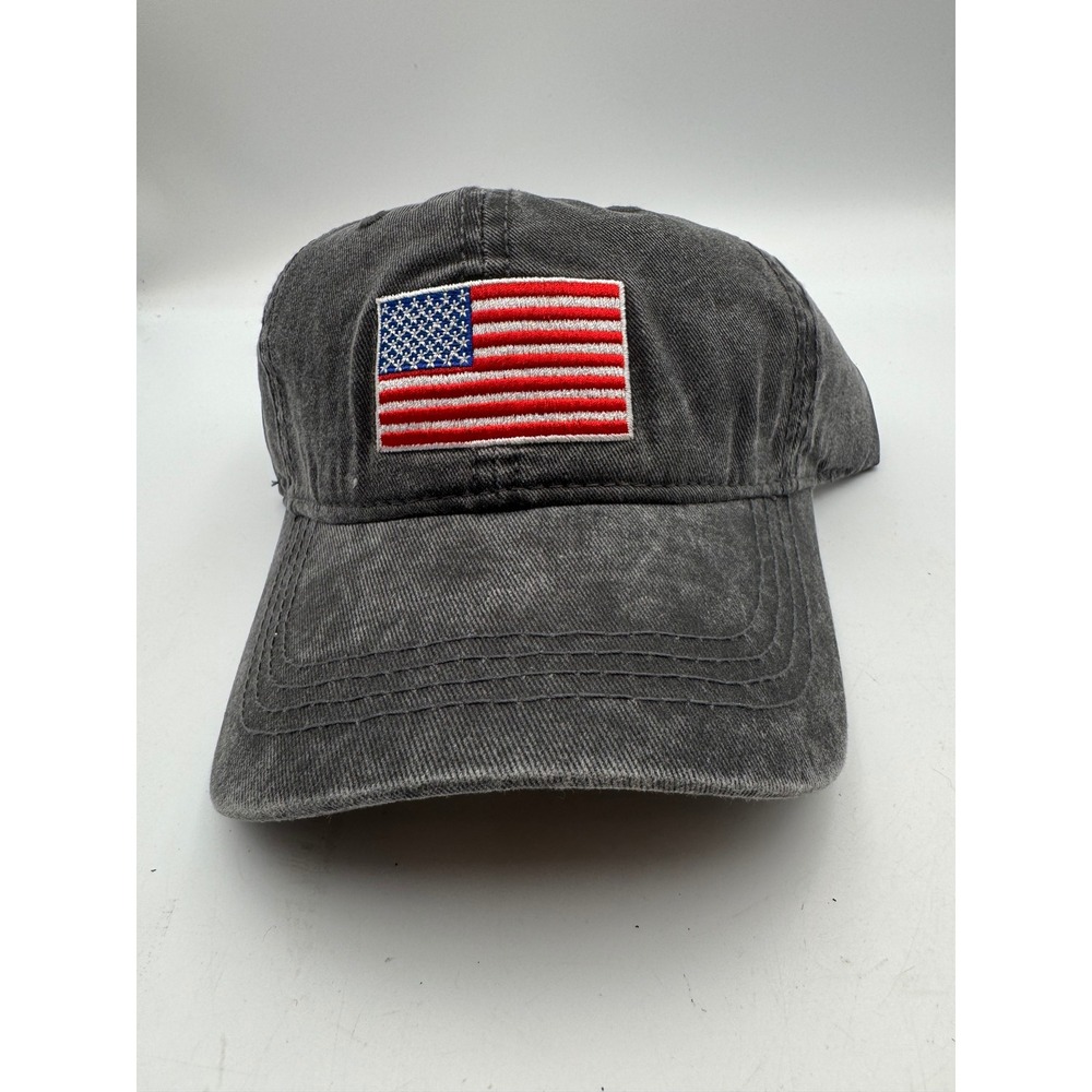 Americana Apparel American Flag Patch Hat Faded Black Washed Cotton Baseball Cap